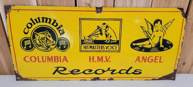 Columbia H.M.V. Angel Records Porcelain Sign (TAC)