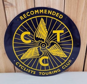 CTC Recommended Cyclists Touring Club w/Logo Porcelain Sign (TAC)