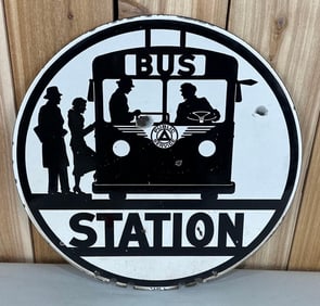 Bus Station w/Graphics Porcelain Sign (TAC)