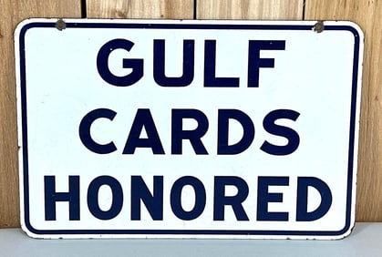 Gulf Cards Honored Porcelain Sign (TAC)