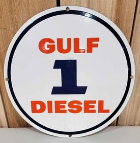 Gulf 1 Diesel Porcelain Pump Sign (TAC)