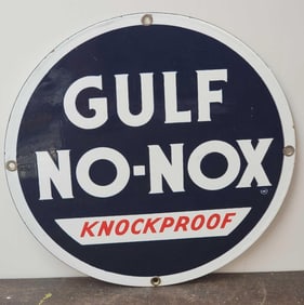 Gulf No-Nox Knockproof Porcelain Pump Sign (TAC)