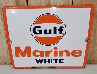 Gulf Marine White Porcelain Pump Sign (TAC)