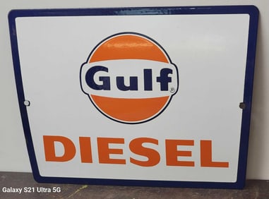 Gulf Diesel w/Logo Porcelain Pump Sign (TAC)