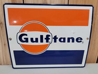 Gulftane w/Large Logo Porcelain Pump Sign (TAC)