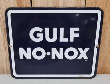 Gulf No-Nox Porcelain Pump Sign (TAC)