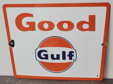Good Gulf w/Logo Porcelain Pump Sign (TAC)