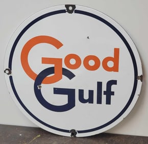 Good Gulf Porcelain Pump Sign (TAC)