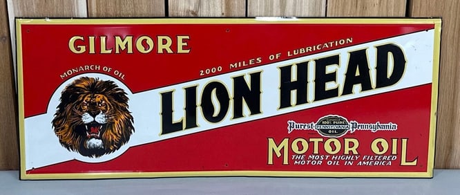 Reproduction Gilmore Lion Head Motor Oil Metal Sign