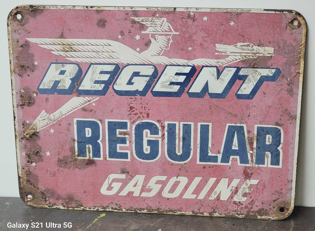 Regent Regular Gasoline w/Logo Metal Pump Sign (TAC) (1 of 2)