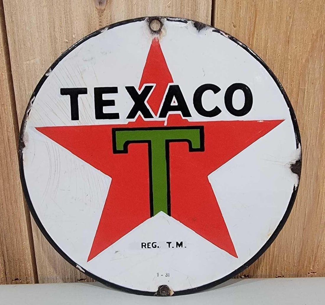 Texaco (black-T) Star Logo Porcelain Sign (TAC) (1 of 4)
