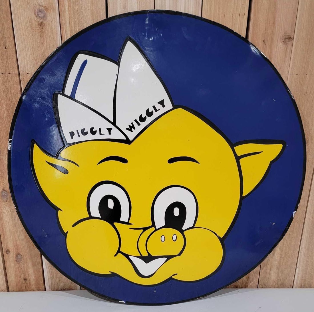 Reproduction Piggly Wiggly Sign: 39"D., is a reproduciton.
