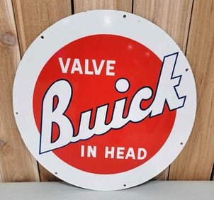 Reproduction Buick Valve in Head Porcelain Sign