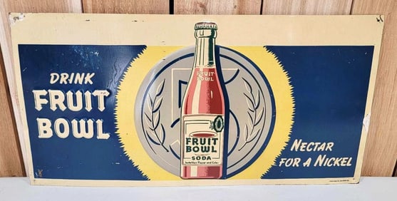 Drink Fruit Bowl "Nectar for a Nickel" Metal Sign (TAC)