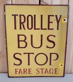 Trolley Bus Stop Fare Stage Porcelain Sign (TAC)