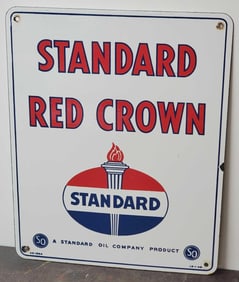 Standard Red Crown w/Logo Porcelain Pump Sign (TAC)
