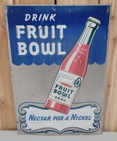 Drink Fruit Bowl "Nectar for a Nickel" Metal Sign (TAC)