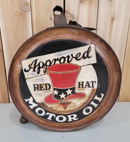 Red Hat Motor Oil Five Gallon Metal Rocker Can