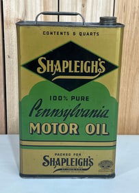 Shapleigh's 100% Pure Pennsylvania Motor Oil 5 Quart Can