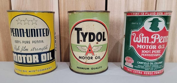 Penn-United, Tydol & Wm. Penn One Quart Round Metal Cans