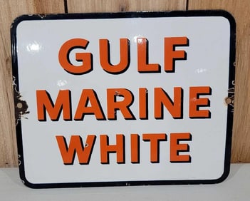 Gulf Marine White Porcelain Pump Sign (TAC)