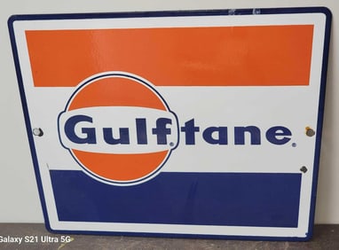 Gulftane w/Large Logo Porcelain Pump Sign (TAC)