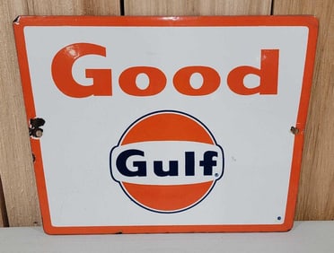 Good Gulf w/Logo Porcelain Pump Sign (TAC)