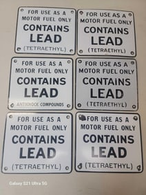 6-Contains Lead Porcelain Pump Signs