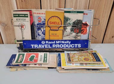 Large Box Lot of Gas Station Road Maps