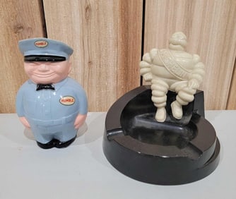 Michelin Bibendum Ashtray & Humble Fat Man Bank