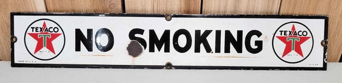 Texaco (white-T) No Smoking Porcelain Sign (TAC)