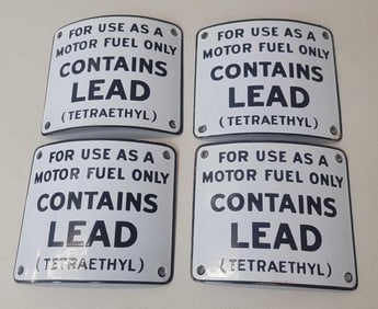 4-Contains Lead Porcelain Pump Signs