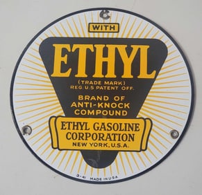 Ethyl Logo Porcelain Pump Sign