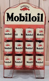 Mobiloil w/Gargoyle 24-Place Quart Can Metal Rack (TAC)
