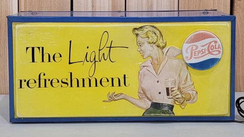 Hard to find Pepsi-Cola w/Lady Molded Plastic Lighted Sign