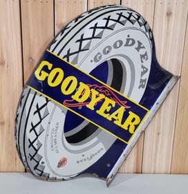 Goodyear w/Logo Tire Porcelain Flange Sign (TAC)