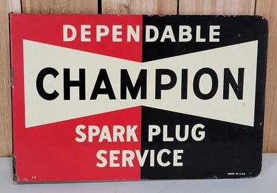 Dependable Champion Spark Plugs Metal Sign (TAC)