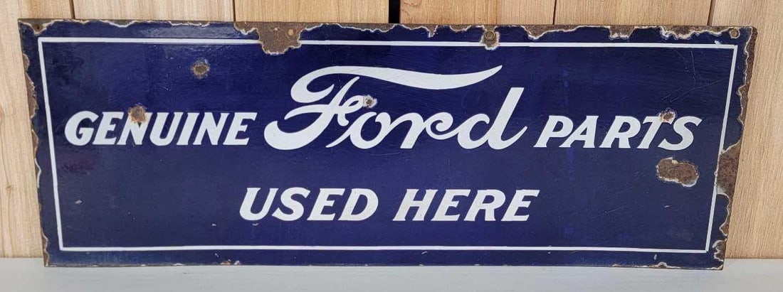 Genuine Ford Parts Used Here Porcelain Sign (TAC) (1 of 6)