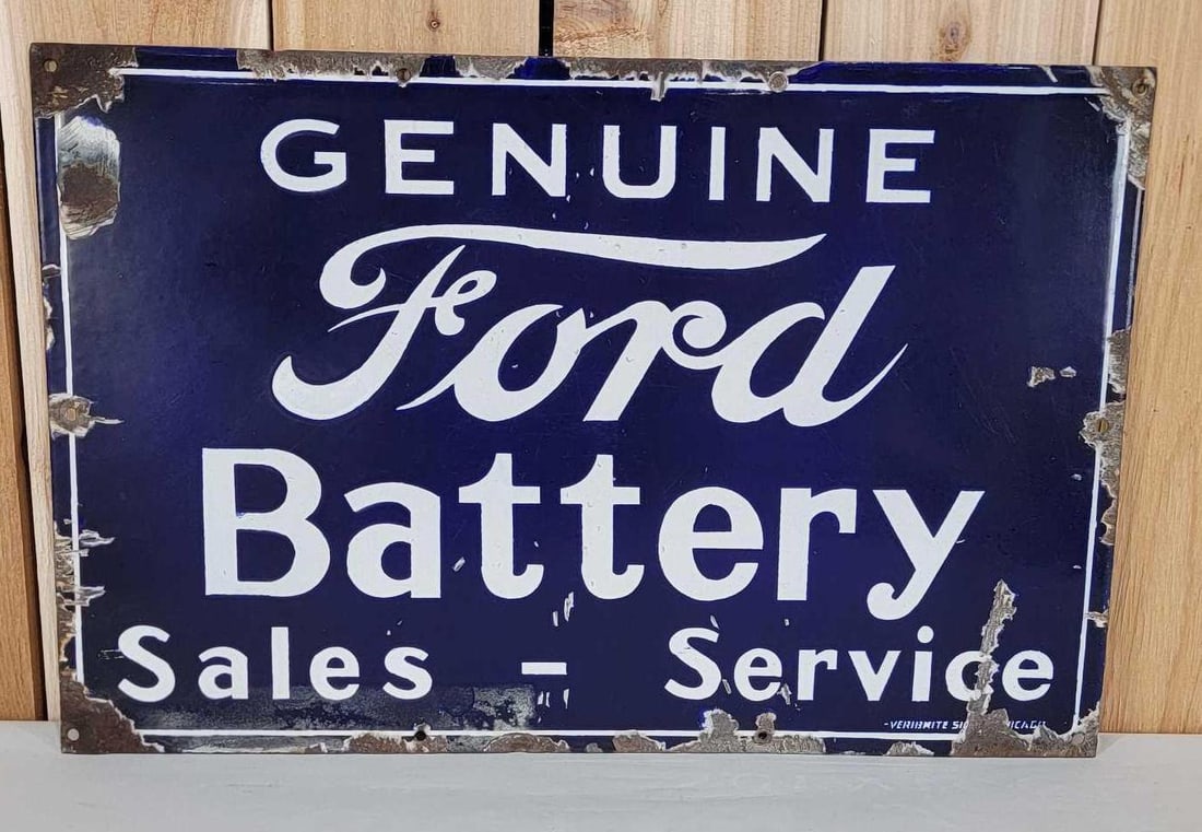 Genuine Ford Battery Sales Service Porcelain Sign (TAC) (1 of 5)