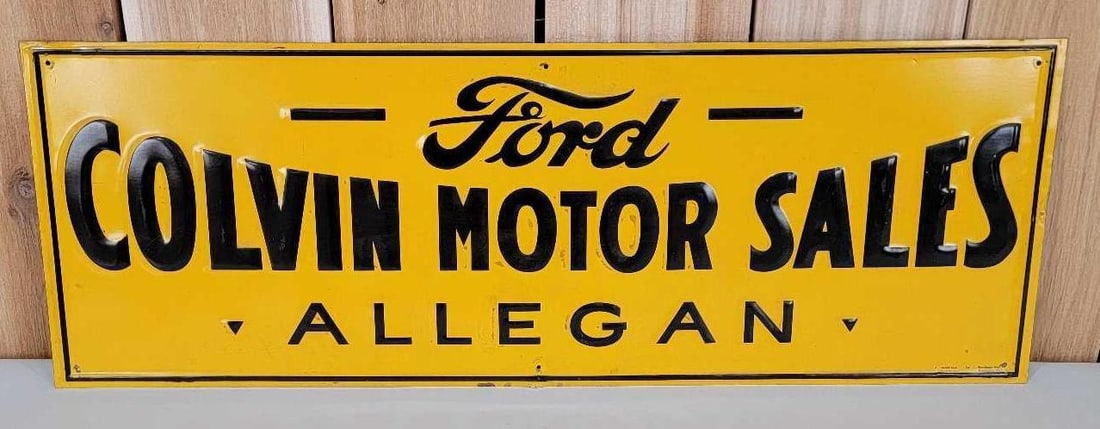 Ford Colvin Motor Sales Allegan Metal Sign (TAC) (1 of 6)