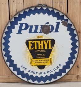 Pure Purol w/Ethyl Logo Porcelain Sign (TAC)