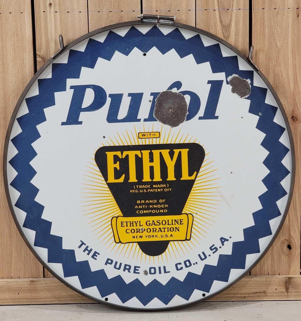 Pure Purol w/Ethyl Logo Porcelain Sign (TAC) (1 of 7)