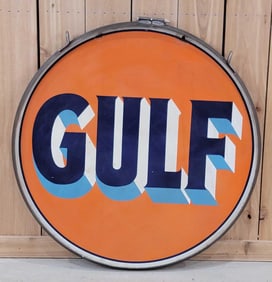 Gulf w/Baby Blue Shaded Letters Porcelain Sign (TAC)