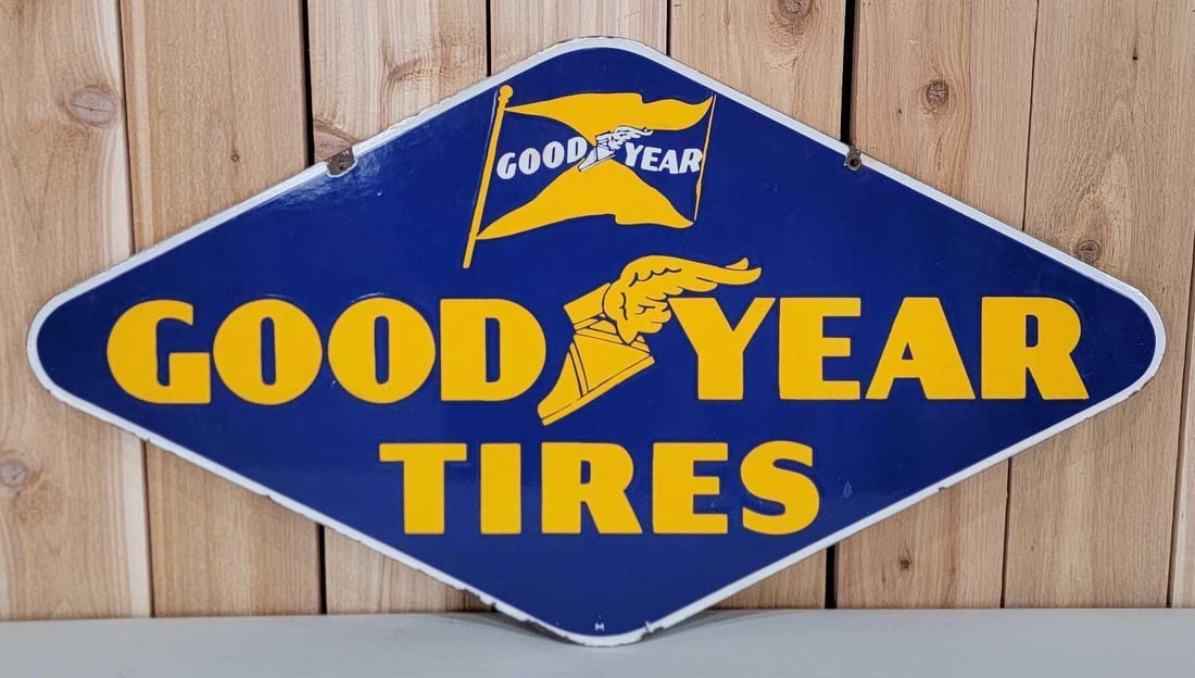 (SMALL) Goodyear Tires w/Both Logo Porcelain Sign (TAC) (1 of 7)