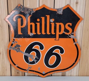 Phillips 66 w/White Outlined Numbers Porcelain Sign (TAC)