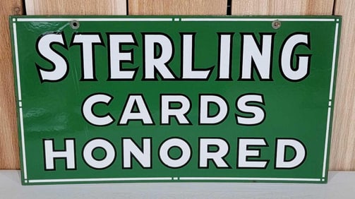 Sterling (gas) Cards Honored Porcelain Sign (TAC)