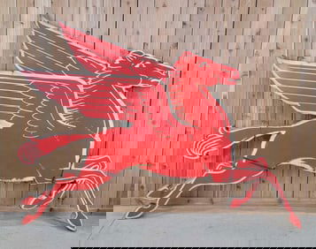 (Mobil) Pegasus Cookie-Cutter Porcelain Sign (restored)