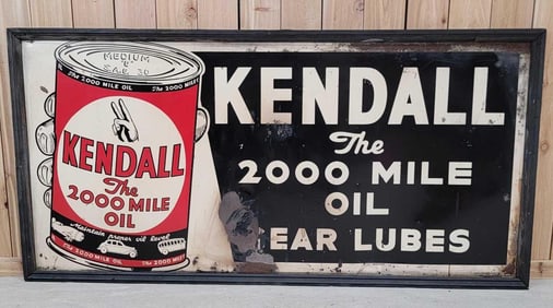 Kendall "The 2000 Mile Oil" Metal Sign w/Can Logo (TAC)