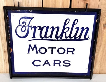 Rare 1907 Franklin Motor Cars Porcelain Sign (TAC)