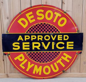 Desoto Plymouth Approved Service Porcelain Sign (TAC)